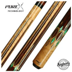 PureX Technology Pool Cue - Golden Birdseye Maple With Cocobolo And Imitation Bone Graphic Decal - HXT72